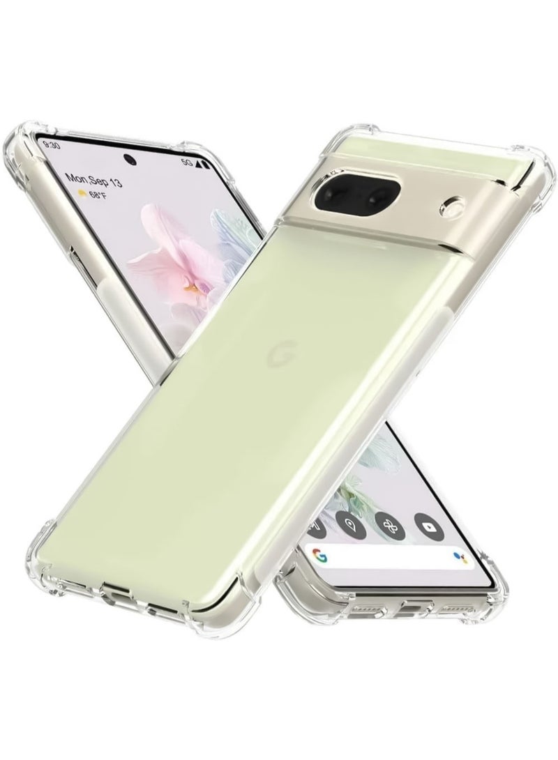 جراب متوافق مع Google Pixel 8A - غطاء شفاف من السيليكون (TPU) مقاوم للصدمات، مزود بحماية للكاميرا وزوايا معززة ضد الصدمات - شفاف - Image 1