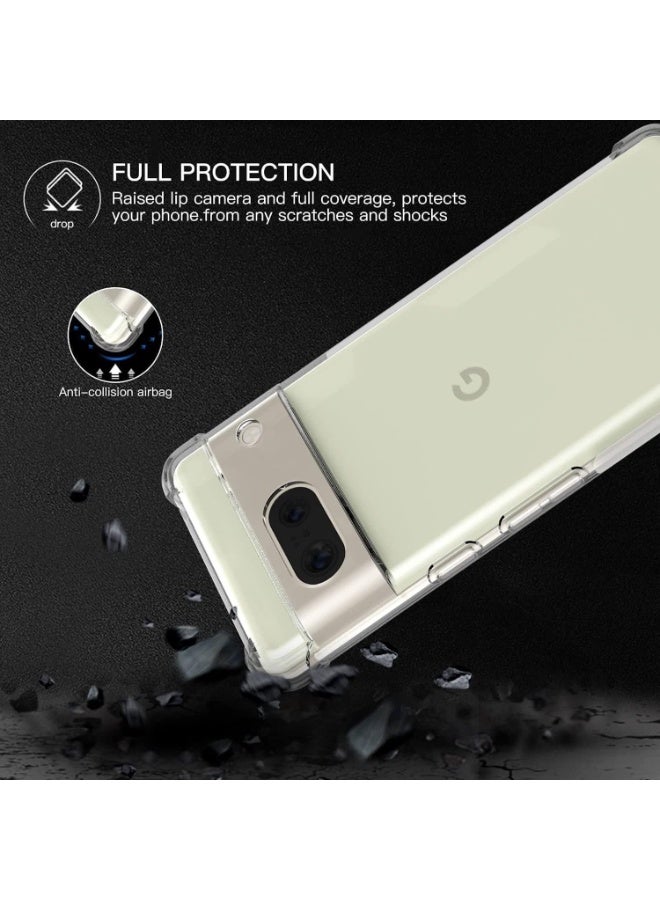 جراب متوافق مع Google Pixel 8A - غطاء شفاف من السيليكون (TPU) مقاوم للصدمات، مزود بحماية للكاميرا وزوايا معززة ضد الصدمات - شفاف - Image 2