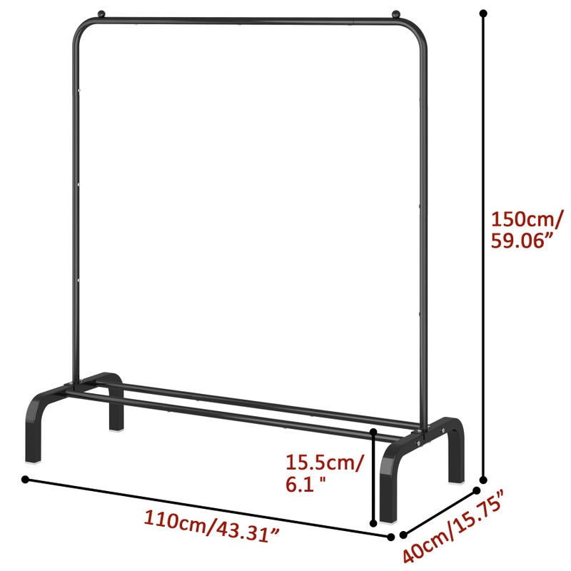 OTROUWORHT Clothes Rack Metal Clothing Rack with Bottom Shelf Garment Rack for Hanging Clothes Shirts Jeans and Coats Black - Image 2