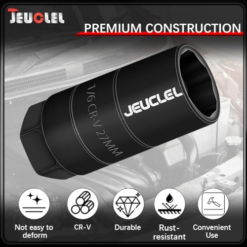 JEUCLEL Oil Pressure Sensor Switch Socket, Special Size 1-1/16 Inch, 3/8" Drive or 1 1/8" Hex Wrench for Quick Removing & Installing Oil Sending Unit, Wrench Remover Universal Fit (Black) - Image 2