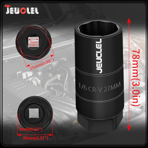 JEUCLEL Oil Pressure Sensor Switch Socket, Special Size 1-1/16 Inch, 3/8" Drive or 1 1/8" Hex Wrench for Quick Removing & Installing Oil Sending Unit, Wrench Remover Universal Fit (Black) - Image 5