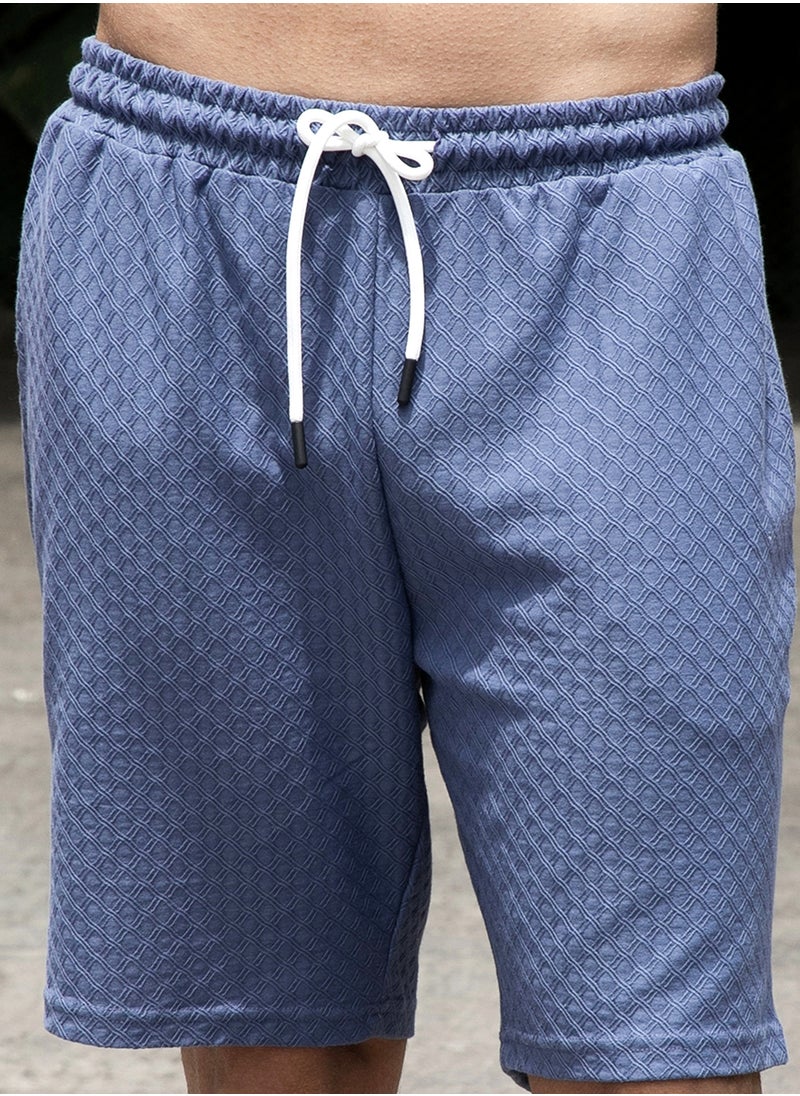 Campus Sutra - Men's Lapis Blue Trellis-Textured Relaxed Co-Ord Set - Image 1