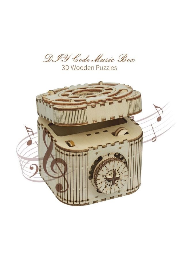 لعبة قطع التركيب بازل ثلاثية الأبعاد 3D بتصميم صندوق موسيقى خشبي 10x12x10سم - Image 4