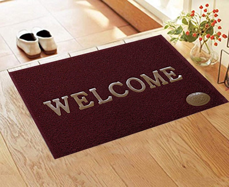 BENAVJI Rubber 16X24 Inch Maroon PVC Water Absorbing Front Rectangular Door Mats for Home Entrance Large | Door Matsrugs for Office, Bedroom & Kitchen | Anti Slip Paydan/Foot Mat - Image 1