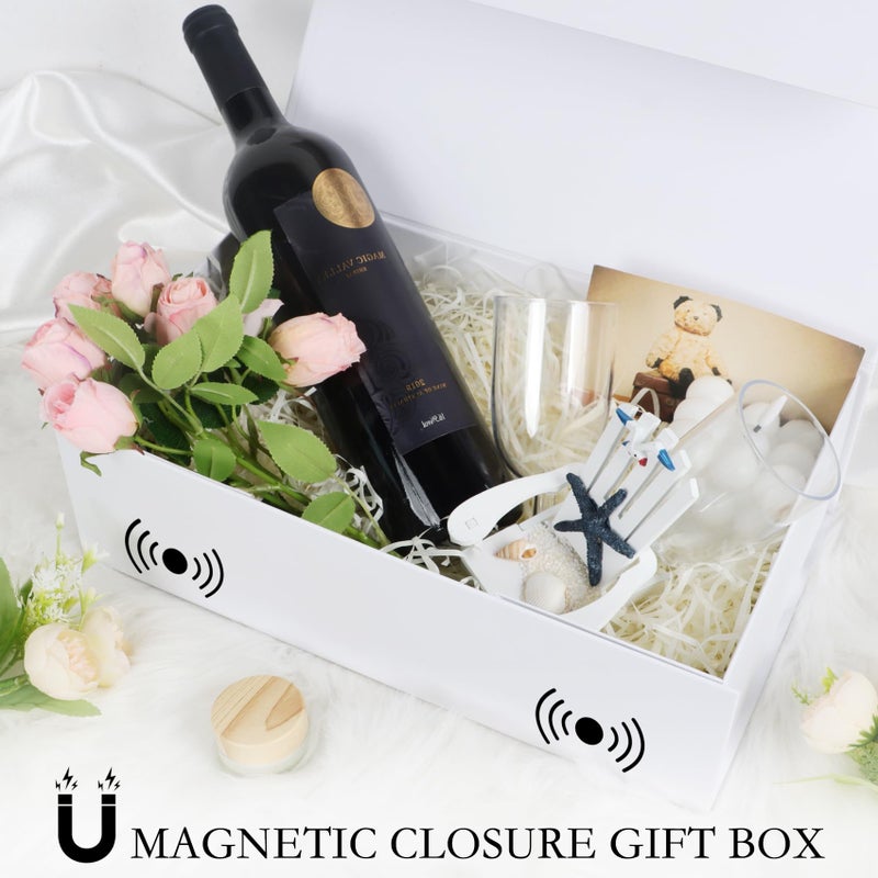LFBOX White Gift Box with Magnetic Lids 13.8x8.3x4.4 in, Large Bridesmaid Groomsman Proposal Boxes 5 Pack, Collapsible Rectangle Storage Box - Image 5