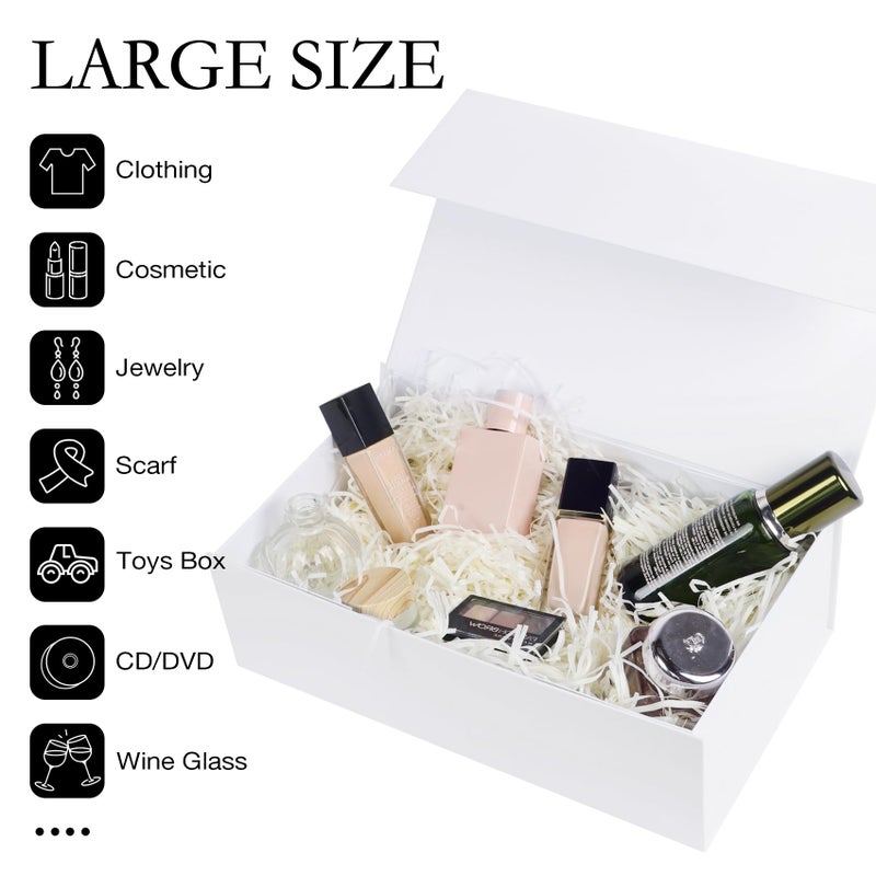LFBOX White Gift Box with Magnetic Lids 13.8x8.3x4.4 in, Large Bridesmaid Groomsman Proposal Boxes 5 Pack, Collapsible Rectangle Storage Box - Image 4