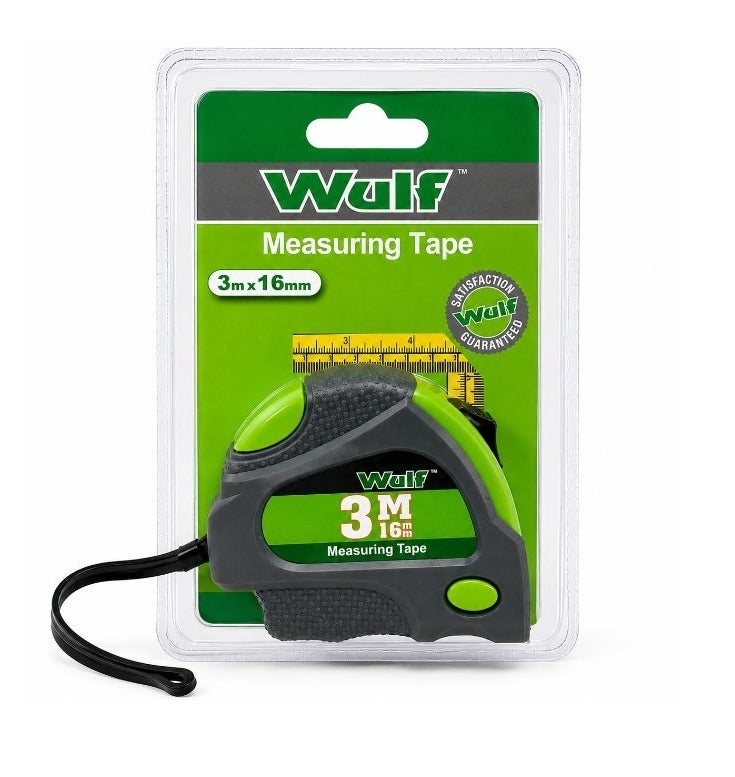 Wulf 3M x 16mm Measuring Tape Heavy Duty Compact Tape Measure with Metric and Inch Markings Ergonomic Grip Portable Measuring Tool for Construction DIY and Home Use - Image 1