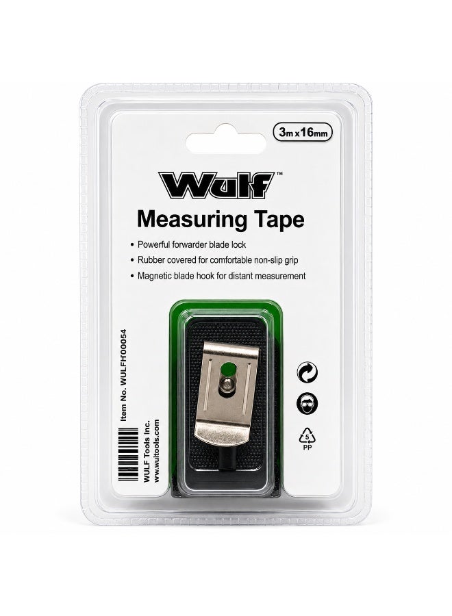 Wulf 3M x 16mm Measuring Tape Heavy Duty Compact Tape Measure with Metric and Inch Markings Ergonomic Grip Portable Measuring Tool for Construction DIY and Home Use - Image 2