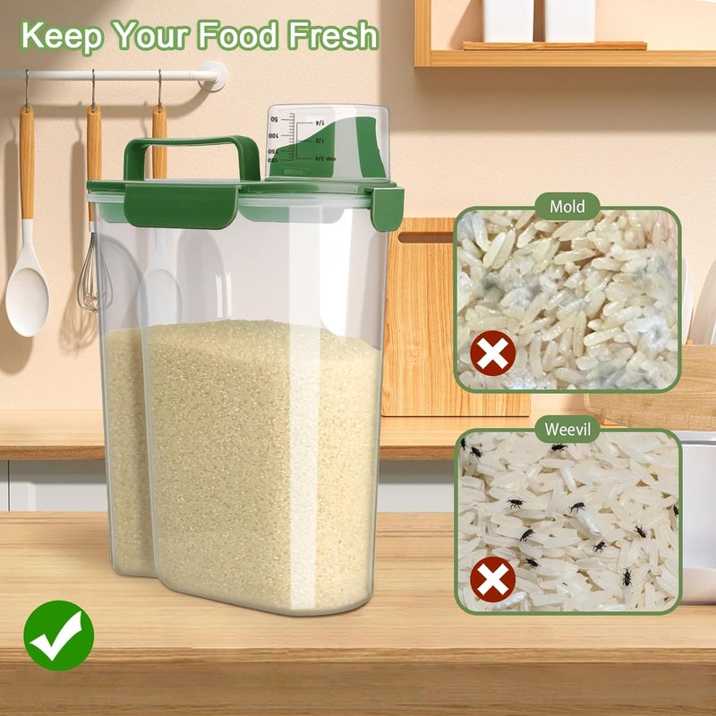 Komzon Rice Container, Airtight Rice Storage Container 10lb, Cereal Containers Storage, BPA Free Food Dispenser with Pouring Spout Handle for Flour Pasta Grain, Pet Dog Cat Bird Food Storage Container - Image 5