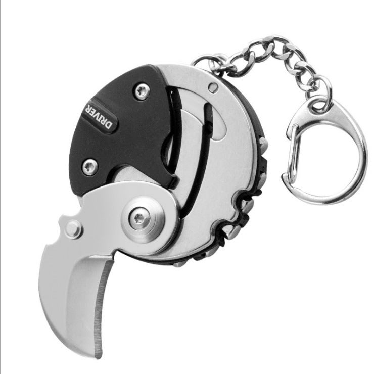 Mini Outdoor Foldableing Knife Coin Knife Multi-Purpose Portable Keychain Knife Stainless Steel Fruit Knife Outdoor Knife(Coin knife with batch head) - Image 3