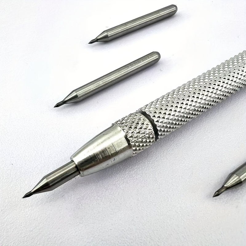 3pcs Set Silvery Alloy Steel Marker Pen with 2 Replacement Nibs for Marking Glass Tiles Jade and Labeling - Image 4