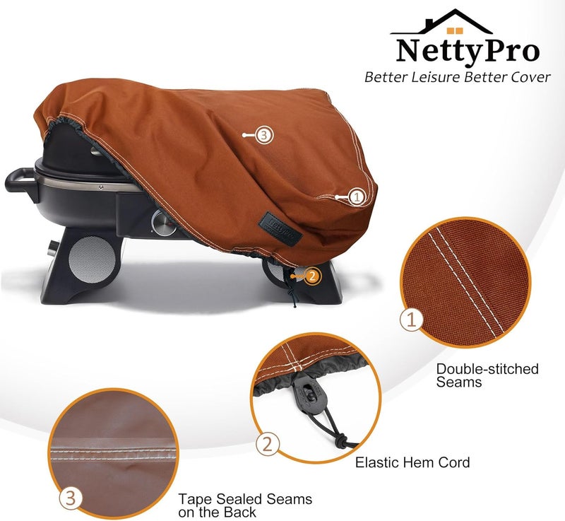NettyPro غطاء للمقلاة لمقلاة طاولة بقطر 22 أو 17 بوصة، مقاوم للماء ومتين، مناسب للاستخدام في الهواء الطلق، أبعاده 22 بوصة ��ي العرض × 17 بوصة في العمق، لونه أسود. - Image 4