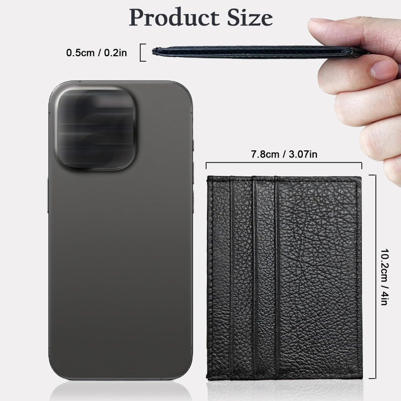 WOXVM Credit Card Holder Wallet RFID Blocking Slim Credit Card Cases Holder Premium Leather Minimalist Front Pocket Small Wallet with 6 Card Slots and 1 Pockets for Men Women (Black) - Image 2