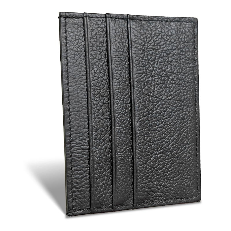 WOXVM Credit Card Holder Wallet RFID Blocking Slim Credit Card Cases Holder Premium Leather Minimalist Front Pocket Small Wallet with 6 Card Slots and 1 Pockets for Men Women (Black) - Image 1
