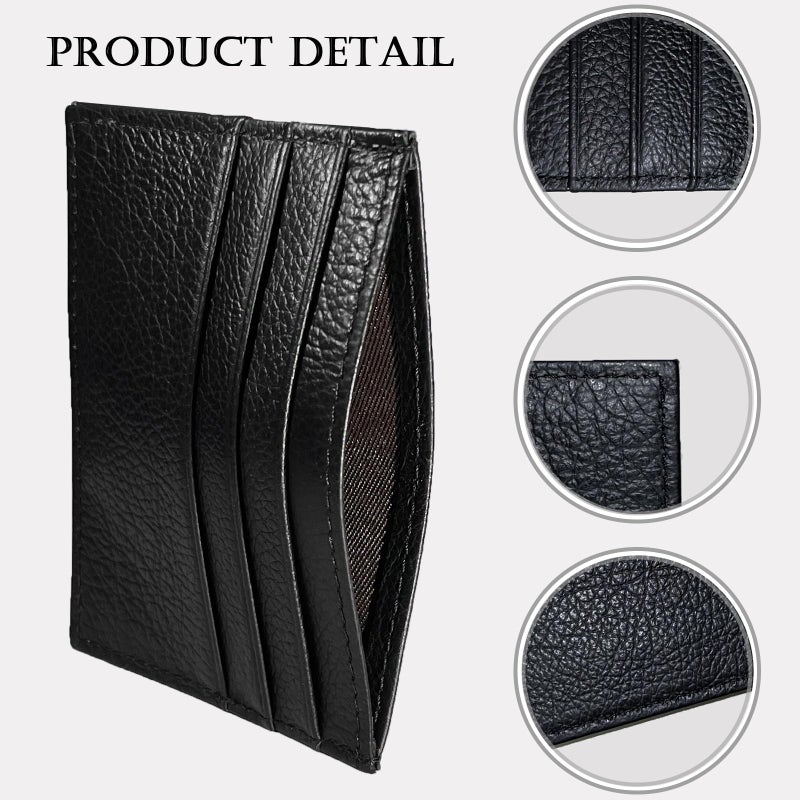 WOXVM Credit Card Holder Wallet RFID Blocking Slim Credit Card Cases Holder Premium Leather Minimalist Front Pocket Small Wallet with 6 Card Slots and 1 Pockets for Men Women (Black) - Image 3