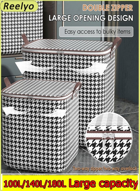 100/140/180L Foldable Laundry Basket Clothes Storage Box For Clothes Quilt Storage Box Capacity Clothes Storage organizer Box Foldable Dustproof Closet Organizer Oxford Cloth Clothes Storage Box Collapsible Waterproof Wardrobe Organisers Large Storage Bag Clothes Organizer Storage Clothes Storage Bag Wardrobe Organizer Foldable Storage Box