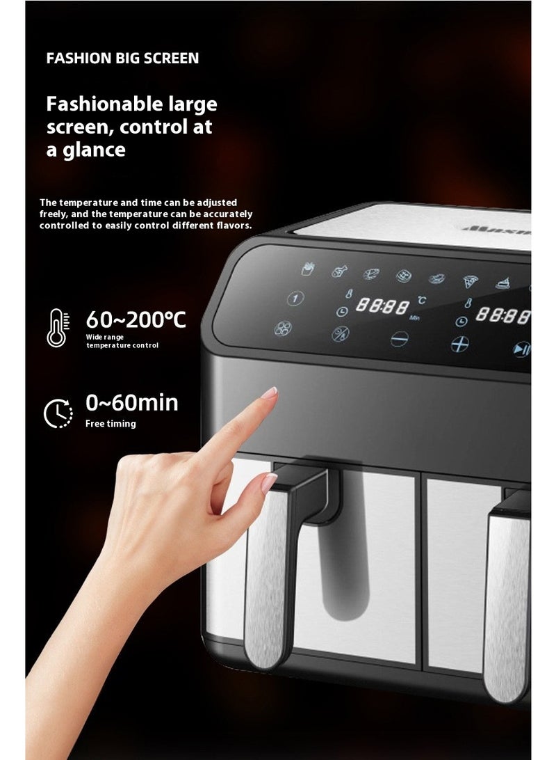 AiQi Dual-Basket Air Fryer 8L (4L+4L) with Smart Touchscreen, Zone Temp Control, Single/Dual Mode, 10 Presets, Auto Shut-Off, Oil Filter Rack, Non-Stick Coating, 1700W | Roast/Bake/Dehydrate/Reheat  - Image 2