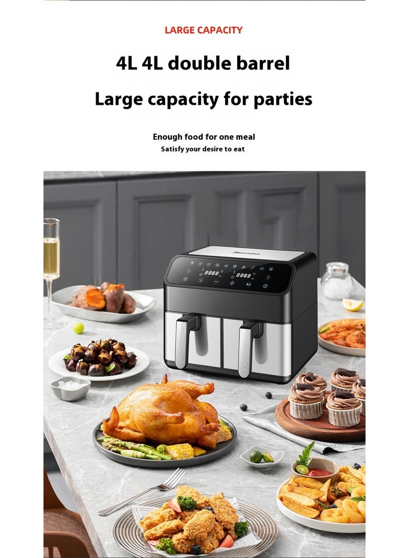AiQi Dual-Basket Air Fryer 8L (4L+4L) with Smart Touchscreen, Zone Temp Control, Single/Dual Mode, 10 Presets, Auto Shut-Off, Oil Filter Rack, Non-Stick Coating, 1700W | Roast/Bake/Dehydrate/Reheat  - Image 4