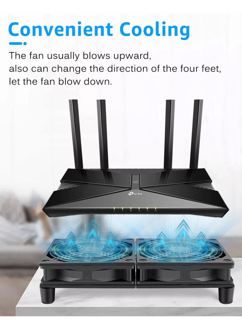 Quiet Dual 120mm USB Router Fan Cooler with 3-Speed Control for Routers, Modems, TV Boxes - Image 2