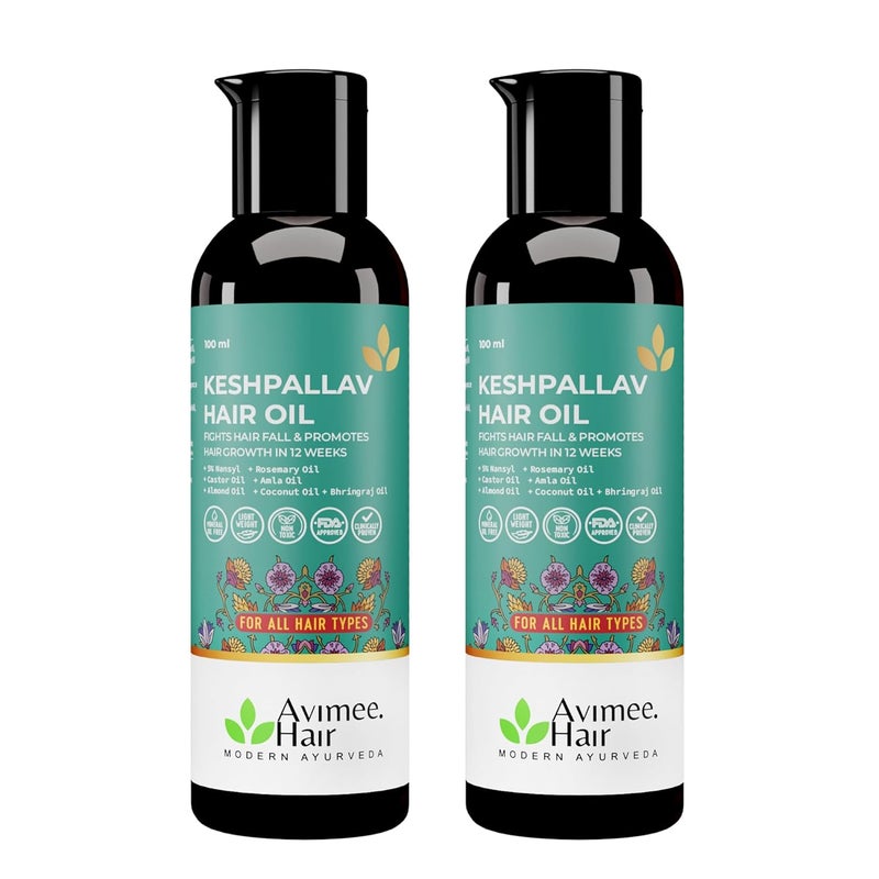 AVIMEE HERBAL زيت شعر كيشبالاف العشبي للرجال والنساء يعزز نمو الشعر ويقلل تساقط الشعر مع زيت إكليل الجبل وزيت الخروع وزيت الأملا وزيت جوز الهند وزيت البهرينجراج خالي من الزيوت المعدنية عبوة من 2 - Image 1