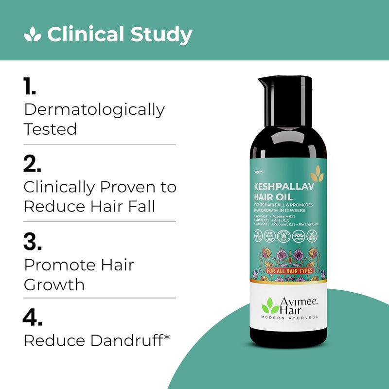 AVIMEE HERBAL زيت شعر كيشبالاف العشبي للرجال والنساء يعزز نمو الشعر ويقلل تساقط الشعر مع زيت إكليل الجبل وزيت الخروع وزيت الأملا وزيت جوز الهند وزيت البهرينجراج خالي من الزيوت المعدنية عبوة من 2 - Image 5