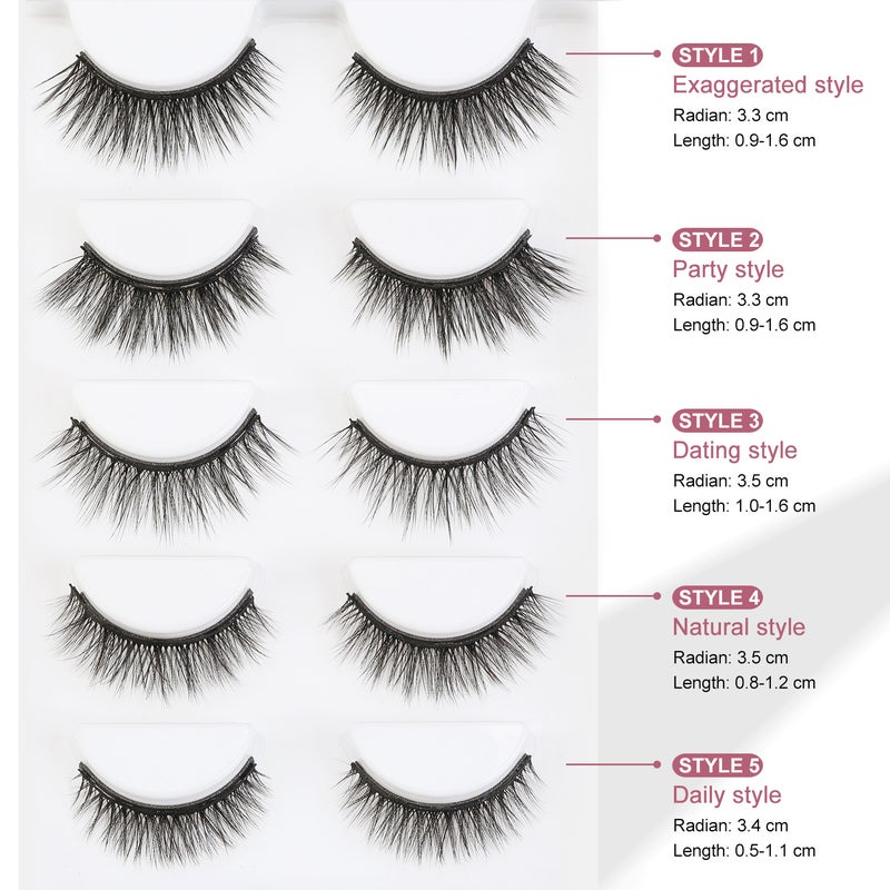 Magnetic False Eyelashes Natural Thick False Lashes Extension with Tweezers and Eyeliner - Image 2