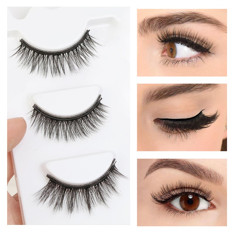 Magnetic False Eyelashes Natural Thick False Lashes Extension with Tweezers and Eyeliner - Image 3