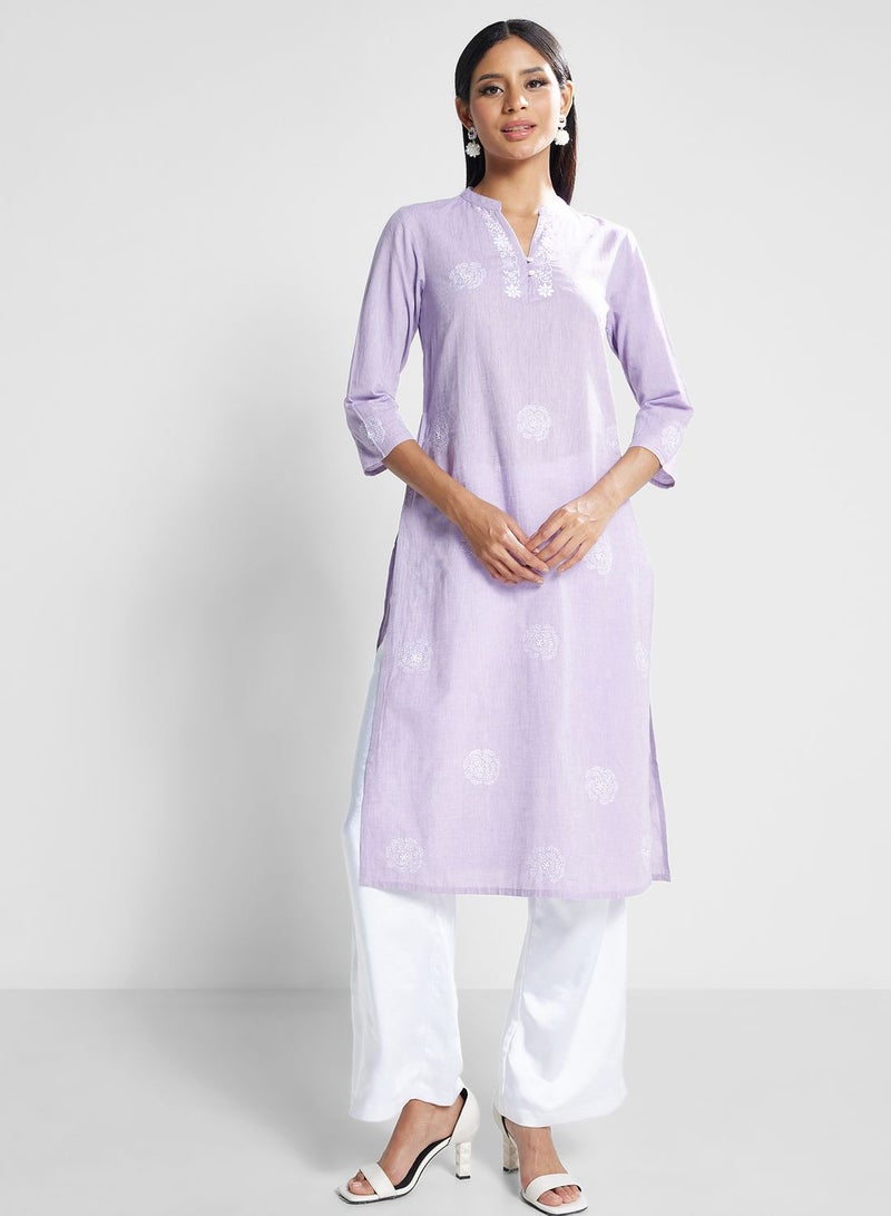 Fabindia V-Neck Printed Slim Fit  Kurti - Image 1
