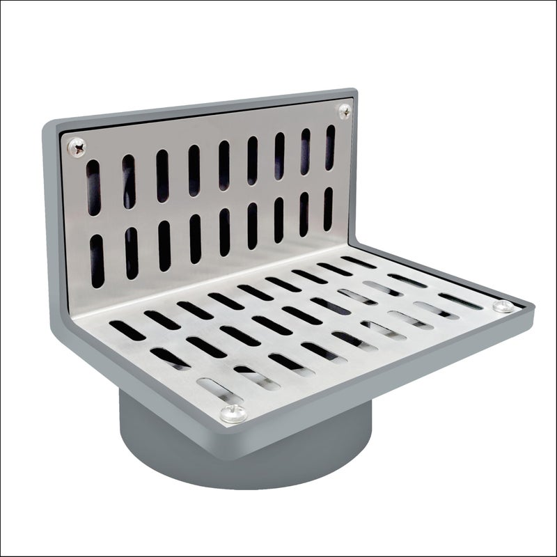 Sanjay Chilly Roof Drain Balcony Terracce Outdoor Side Wall Corner Parapet L Shape Water Drain PVC + Stainless Steel 304 Grade Bathroom Gratings Drain Strainers Anti Odor Saftey from Insects (4 INCH) - Image 1