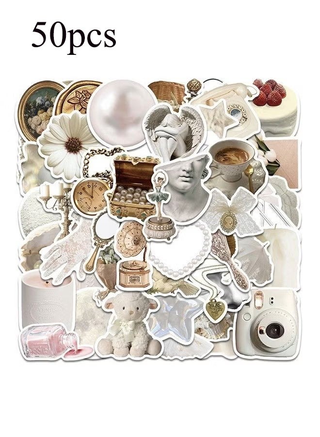 YJ 50 Pcs Vintage Stickers, Aesthetic Stickers for Water Bottle, Laptop, Scrapbook, Journaling, Waterproof Vinyl Stickers for Adults Teens - Image 1