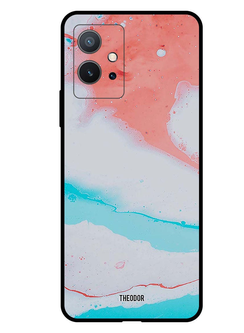 Theodor Protective Case Cover For VIVO Y55 5G  White Red Pattern - Image 1