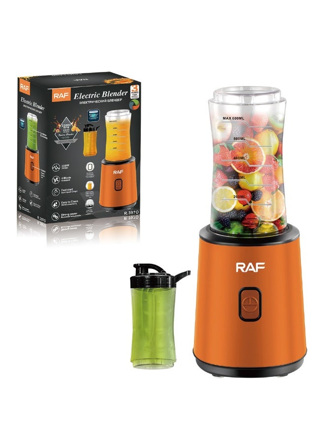RAF R.397 Personal Blender 300W with 4 Stainless Steel Blades – For Fresh Juice, Milkshakes & Protein Shakes 600ml Bottles, Multi-Color, 3-Year Warranty - Image 1