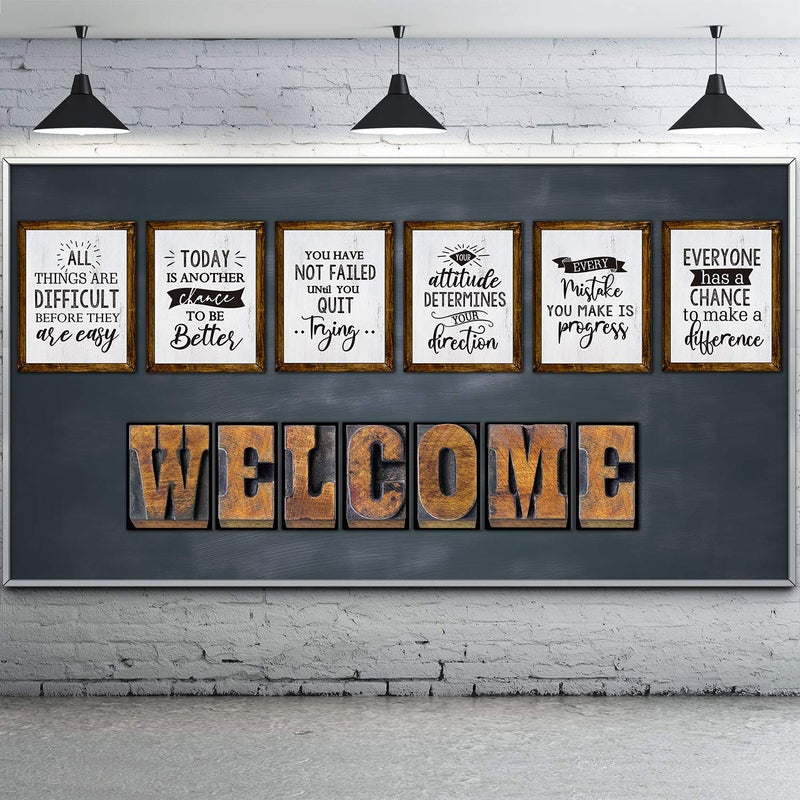 Outus 13 Pieces Industrial Bulletin Board Decorations Set Inspirational Quote Posters Funny Motivational Work Posters with Welcome Letter and Positive Affirmation for School Classroom Decorations - Image 1