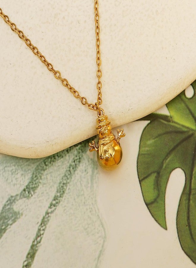 MANZHEN Holiday Charm Collection Gold Plated Christmas Necklace Set with Santa Claus and Snowman, Winter Festive Jewelry Birthday Christmas Thanksgiving Gifts (Snowman) - Image 3