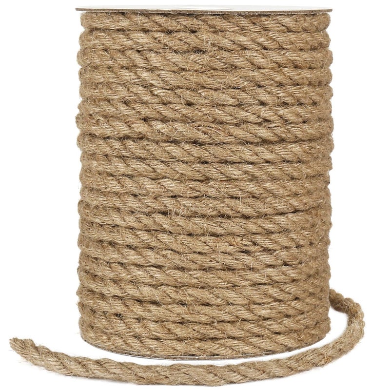 tenn well 8mm Jute Rope 100 Feet Thick Garden Jute Twine String for DIY Cat Scratcher Gardening Bundling and Craft Decoration Brown