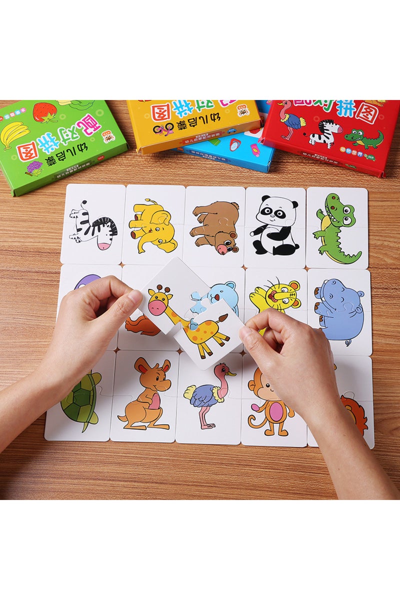 erorex Animal 32 Pcs Enlightenment Card Matching Puzzle Early Education Cartoon Pattern Cognitive Boys and - Image 1