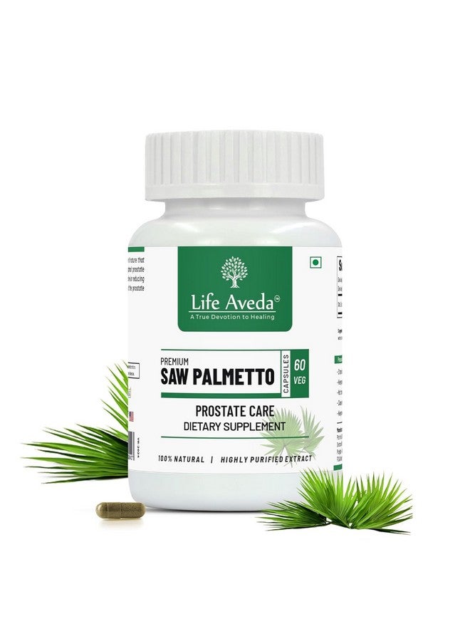 Life Aveda Life Aveda Saw Palmetto Extract Capsule (500mg) For Hair Growth, Prostate Health, Urinary Tract Function and Maintain PSA Levels | Good & Natural Powerful Dietary Supplement For Men - 60 Caps (One Month Supply)  - Image 1