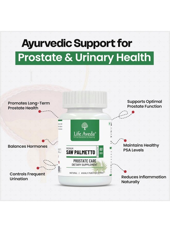 Life Aveda Life Aveda Saw Palmetto Extract Capsule (500mg) For Hair Growth, Prostate Health, Urinary Tract Function and Maintain PSA Levels | Good & Natural Powerful Dietary Supplement For Men - 60 Caps (One Month Supply)  - Image 3