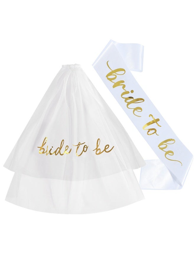 Elegant Bride To Be Themed Veil And Sash Vail Perfect Bridal Shower Accessories for Brides