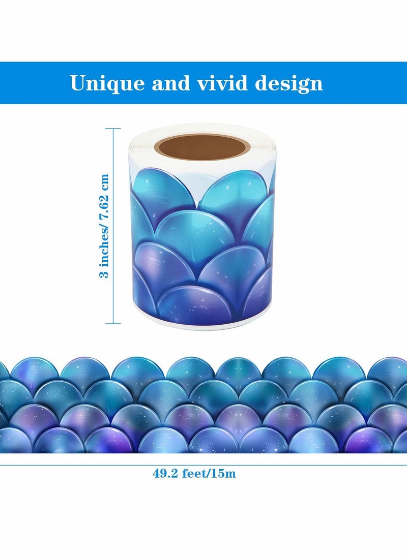 Y&D - Bulletin Board Border Trim, Self Adhesive Mermaid Scallops Classroom Decorations Borders, Ocean Beach Themed Borders Rustic Trim - Image 1