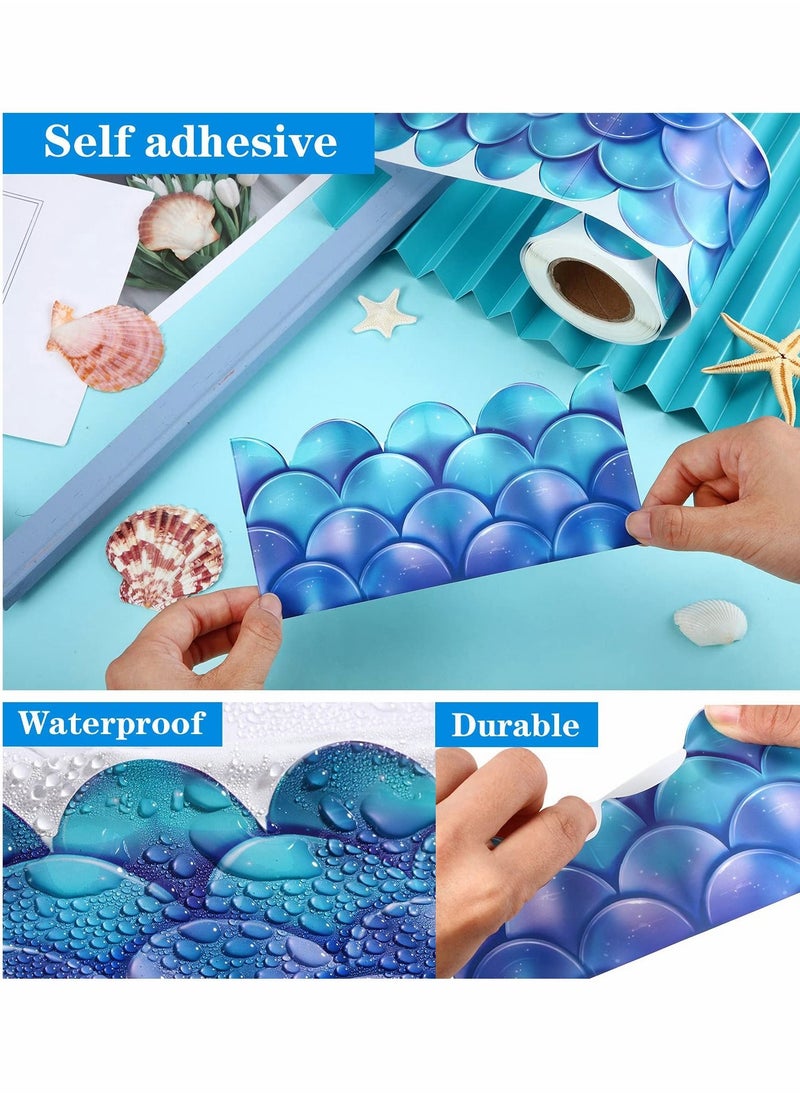 Y&D - Bulletin Board Border Trim, Self Adhesive Mermaid Scallops Classroom Decorations Borders, Ocean Beach Themed Borders Rustic Trim - Image 1