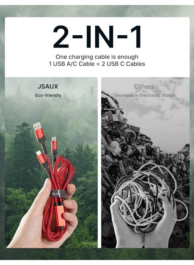 جيسوس كابل جي اس اوكس 2 في 1- 6.6 قدم، 2 متر كابل USB-A/USB-C إلى USB-C  نوع C شحن سريع، سلك USB C - Image 5