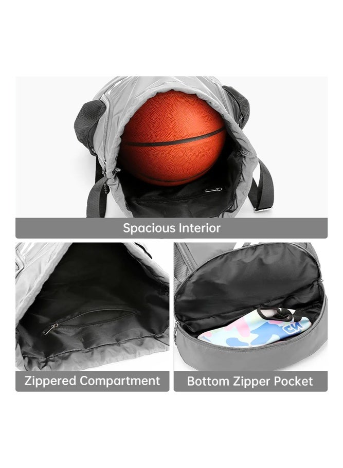 Unisex Side Mesh Bag Gym Sacks, Men/Women Sports Fitness Drawstring Backpack with Independent Shoe Compartment Gym Bag Yoga Bag Tourist Bag Sports Bag Trekking Bag for Boys/Girls/College Students - Image 3