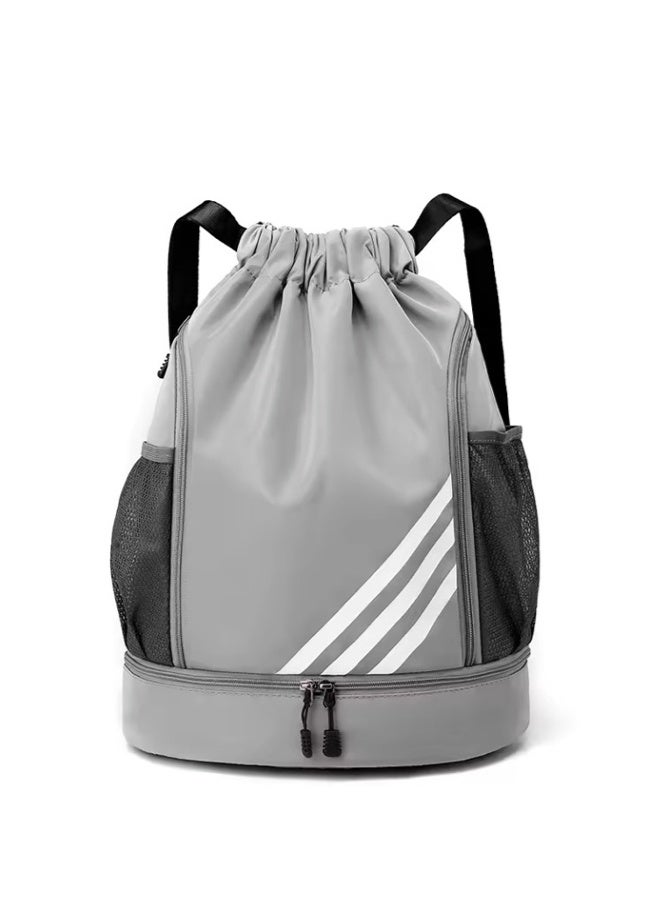 Unisex Side Mesh Bag Gym Sacks, Men/Women Sports Fitness Drawstring Backpack with Independent Shoe Compartment Gym Bag Yoga Bag Tourist Bag Sports Bag Trekking Bag for Boys/Girls/College Students - Image 1