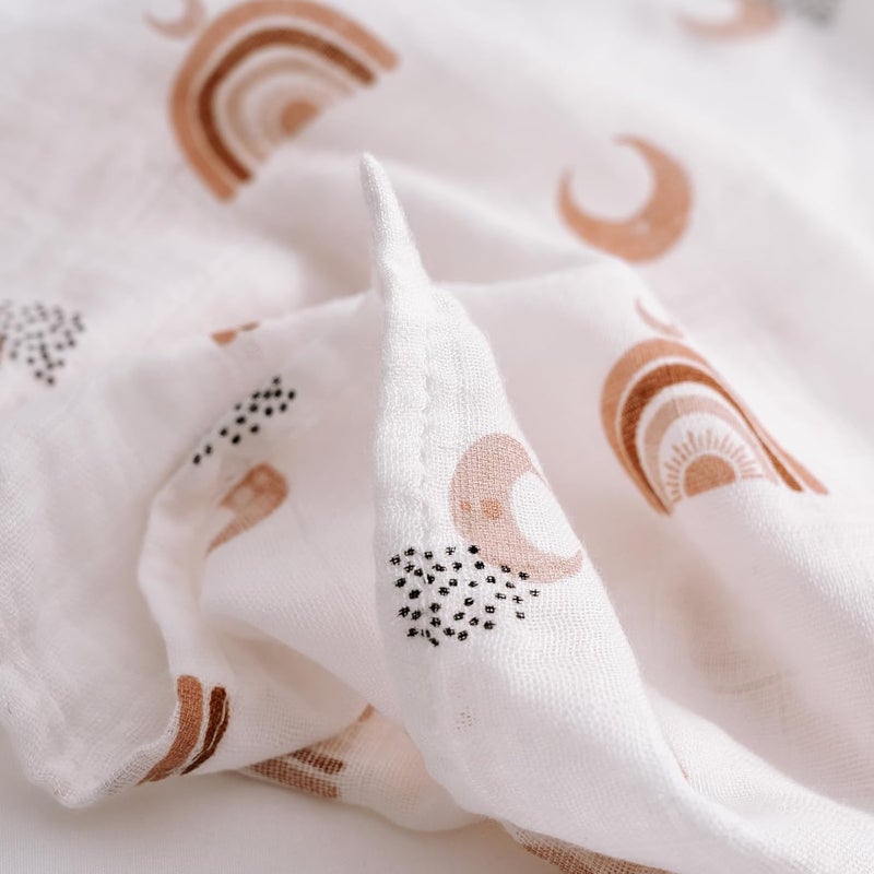 3 Pack Muslin Swaddle Blankets - Soft and Breathable Infant Receiving Blankets - Image 5