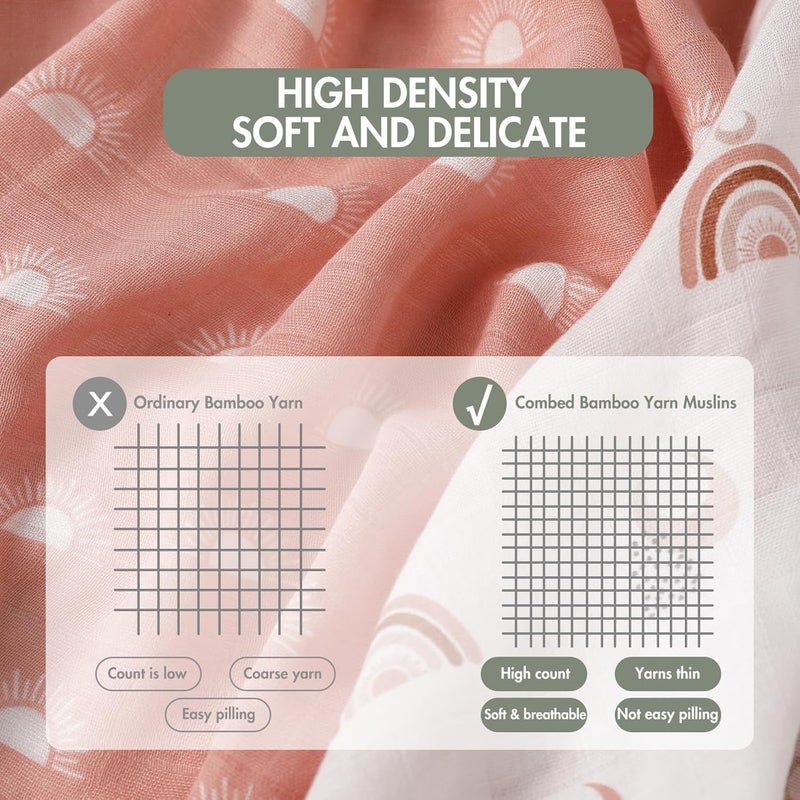 3 Pack Muslin Swaddle Blankets - Soft and Breathable Infant Receiving Blankets - Image 3