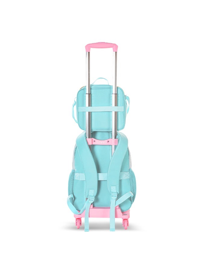 Eazy Kids Eazy Kids 18" Set of 4 Backpack w/ 4 Wheel Trolley, Lunch Bag and Pencil Case - Flora Green  - Image 3