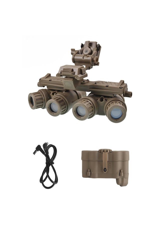 Hdlsina Airsoft Tactical Cosplay GPNVG18 Binoculars Night Vision Goggles Model No Function,L4G24 Night Vision Helmet Mount for PVS15/PVS18/GPNVG18 Fit for Tactical Decoration and Props (KHAKI) - Image 2