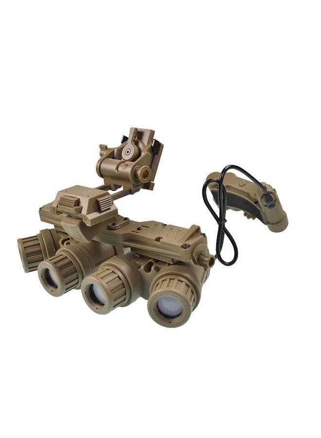 Hdlsina Airsoft Tactical Cosplay GPNVG18 Binoculars Night Vision Goggles Model No Function,L4G24 Night Vision Helmet Mount for PVS15/PVS18/GPNVG18 Fit for Tactical Decoration and Props (KHAKI) - Image 1