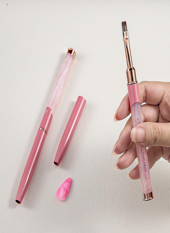 SILPECWEE Acrylic Nail Brush, Flat Nail Extension Brushes Builder Gel Nails Design Tools Pen Acrylic Powder Nail Art Brush Professional Manicure Pedicure - Image 4